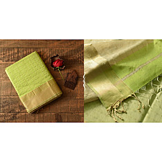 Pavitra . पवित्रा | Handwoven Maheshwari Checks Saree - Liril Green Color