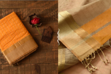 Pavitra . पवित्रा | Handwoven Maheshwari Checks Saree - Yellow