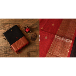 Pavitra . पवित्रा | Handwoven Maheshwari Saree - Black & Maroon