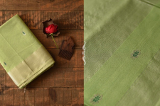 Pavitra . पवित्रा | Handwoven Maheshwari Saree With All Over Butta - Light Green