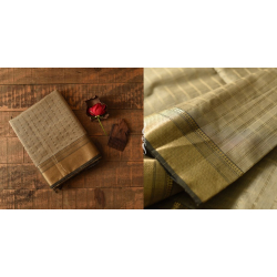 Pavitra . पवित्रा | Handwoven Maheshwari Saree With Zari Border & Checks - Grey