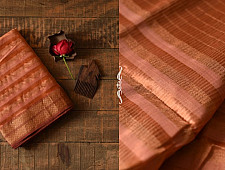 Pavitra . पवित्रा | Handwoven Maheshwari Silk Saree With Zari Border - Rose Gold Color