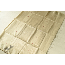 Pavitra . पवित्रा | Handwoven Maheshwari Saree Butta - Off White