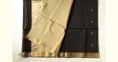 buy Handwoven Maheshwari Black Saree With Golden Pallu