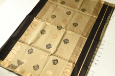 Pavitra . पवित्रा | Handwoven Maheshwari Black Saree With Golden Pallu