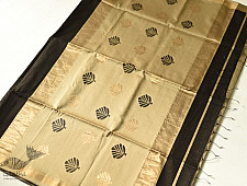 Pavitra . पवित्रा | Handwoven Maheshwari Black Saree With Golden Pallu