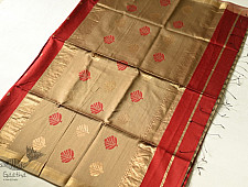 Pavitra . पवित्रा | Handwoven Maheshwari Red Saree With Golden Pallu 