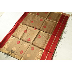 Pavitra . पवित्रा | Handwoven Maheshwari Red Saree With Golden Pallu 