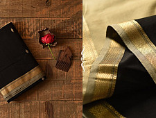 Pavitra . पवित्रा | Handwoven Maheshwari Black Saree With Golden Pallu