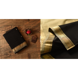 Pavitra . पवित्रा | Handwoven Maheshwari Black Saree With Golden Pallu