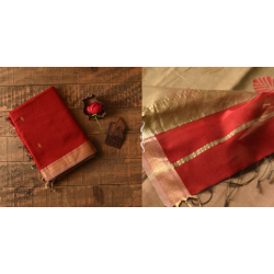 Pavitra . पवित्रा | Handwoven Maheshwari Red Saree With Golden Pallu 