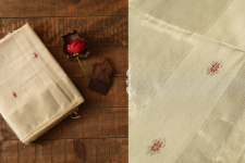 Pavitra . पवित्रा | Handwoven Maheshwari Saree Butta - Off White