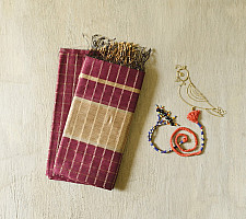 Rekha | Maheshwari - Dress Material (Top & Dupatta) - Maroon