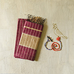 Rekha | Maheshwari - Dress Material (Top & Dupatta) - Maroon