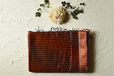Iris ~ Maheshwari Handloom | All over Zari Stripe Saree - Copper Brown