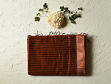 Iris ~ Maheshwari Handloom | All over Zari Stripe Saree - Copper Brown