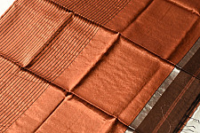 Iris ~ Maheshwari Handloom | All over Zari Stripe Saree - Copper Brown