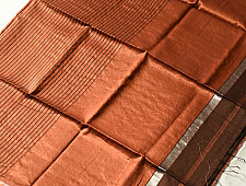 Iris ~ Maheshwari Handloom | All over Zari Stripe Saree - Copper Brown