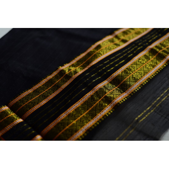 shop maheshwari cotton silk black saree with zari border