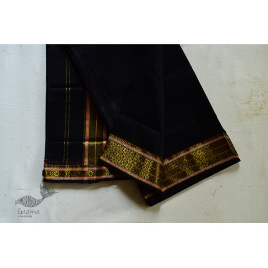 shop maheshwari cotton silk black saree with zari border