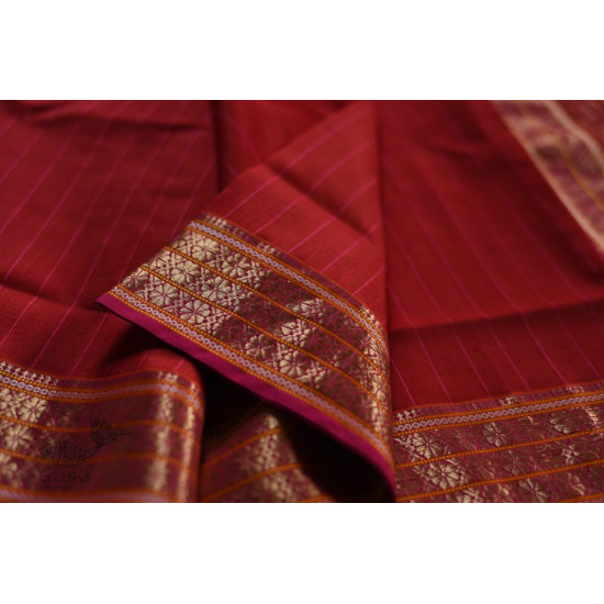 shop maheshwari cotton silk red saree with zari border