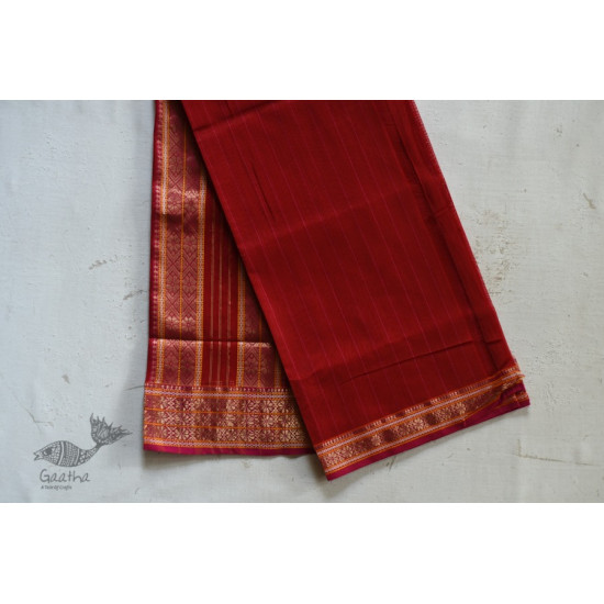 shop maheshwari cotton silk red saree with zari border