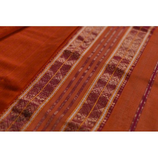 shop maheshwari cotton silk brick red saree with zari border 