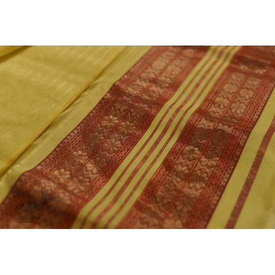 shop maheshwari cotton silk lemon yellow saree with zari border