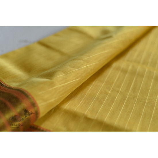 shop maheshwari cotton silk lemon yellow saree with zari border