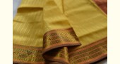 shop maheshwari cotton silk lemon yellow saree with zari border
