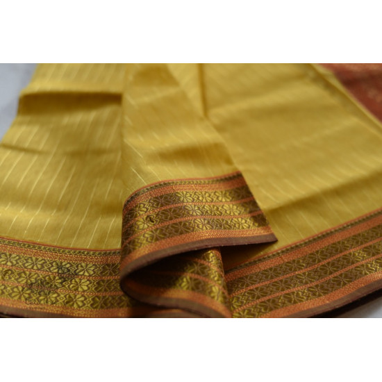 shop maheshwari cotton silk lemon yellow saree with zari border