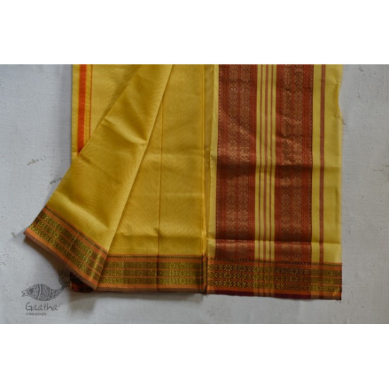 shop maheshwari cotton silk lemon yellow saree with zari border