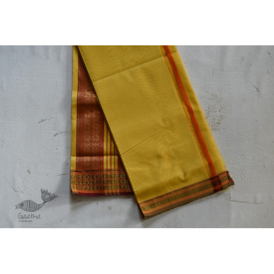 shop maheshwari cotton silk lemon yellow saree with zari border