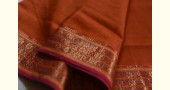 shop maheshwari cotton silk rust color saree with zari border