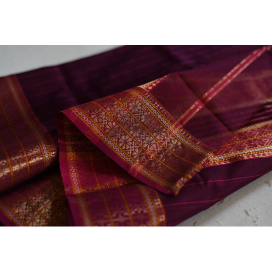 shop maheshwari cotton silk violate color saree with zari border