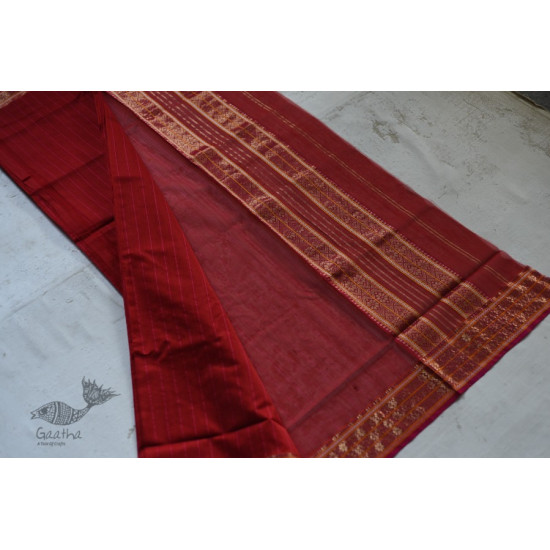 shop maheshwari cotton silk red saree with zari border