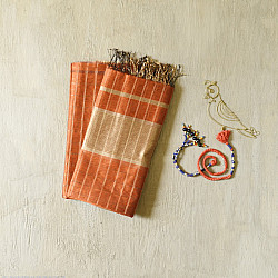 Rekha | Maheshwari Handloom Dress Material - Golden Zari Checks - Top & Dupatta