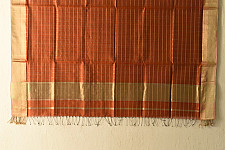 Rekha | Maheshwari Handloom Dress Material - Golden Zari Checks - Top & Dupatta