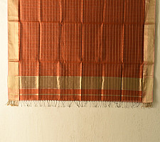 Rekha | Maheshwari Handloom Dress Material - Golden Zari Checks - Top & Dupatta