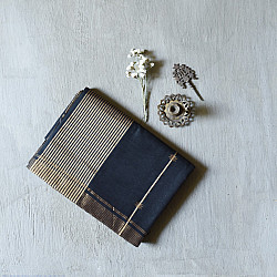 Pavitra . पवित्रा | Handloom Maheshwari Silk Black Saree ~ Zari Butta