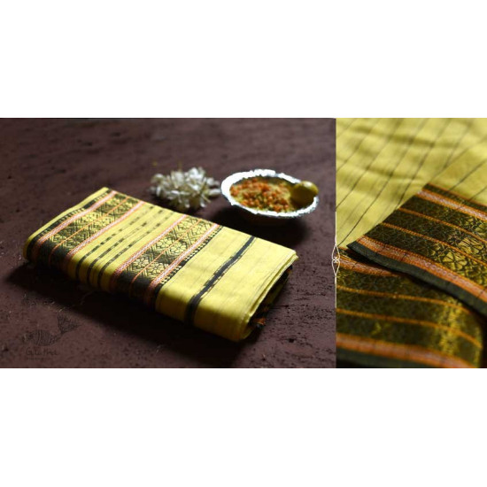 shop maheshwari cotton silk light yellow color saree with zari border