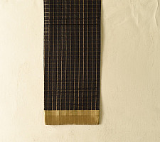 Rekha | Maheshwari - Black Dress Material (Top & Dupatta) - Zari Checks