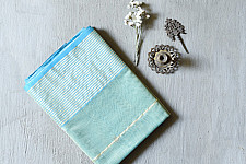 Pavitra . पवित्रा | Handloom Maheshwari Silk Saree ~ Green & Blue Dhoop Chhaon