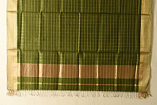 Rekha | Maheshwari Handloom Dress Material (Top & Dupatta) - Perrot Green