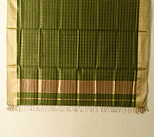 Rekha | Maheshwari Handloom Dress Material (Top & Dupatta) - Perrot Green