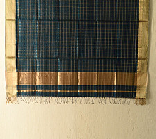 Rekha | Maheshwari Zari Checks Dress Material (Top & Dupatta) - Teal Blue