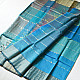 buy Handloom Maheshwari Silk Blue Saree ~ Zari Stripe & Butta