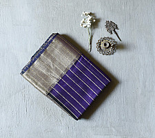 Pavitra . पवित्रा | Handloom Maheshwari Silk Violet Saree