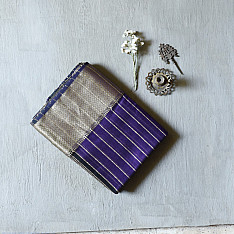 Pavitra . पवित्रा | Handloom Maheshwari Silk Violet Saree