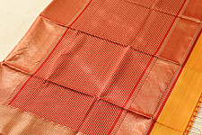 Pavitra . पवित्रा | Handloom Maheshwari Silk Yellow Saree With Zari Border